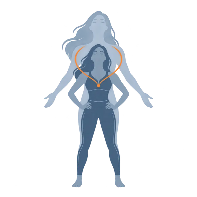Illustration: a woman standing tall inside a larger silhouette