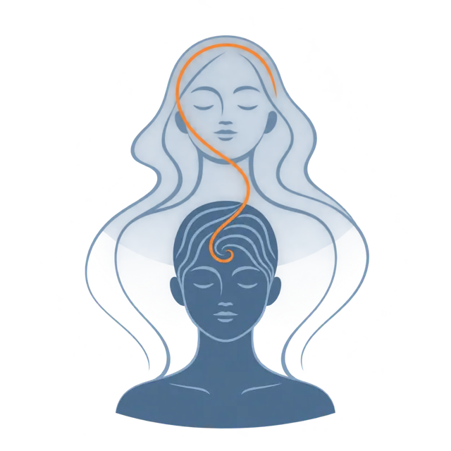 Illustration: a head with an orange thread looping through it